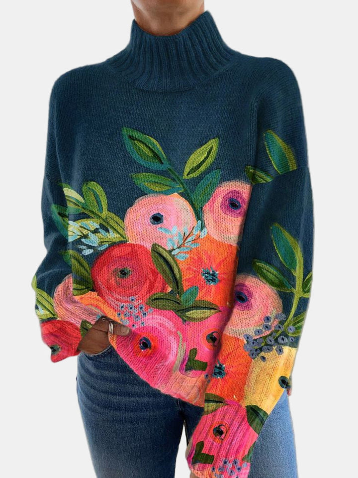 Tessa - Flower-Printed Turtleneck