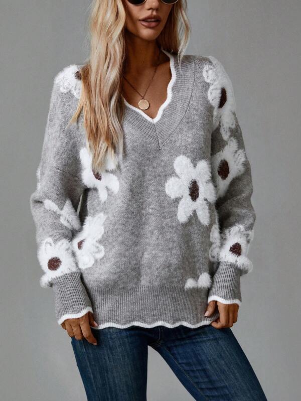 Aliah - Elegant Floral Sweater