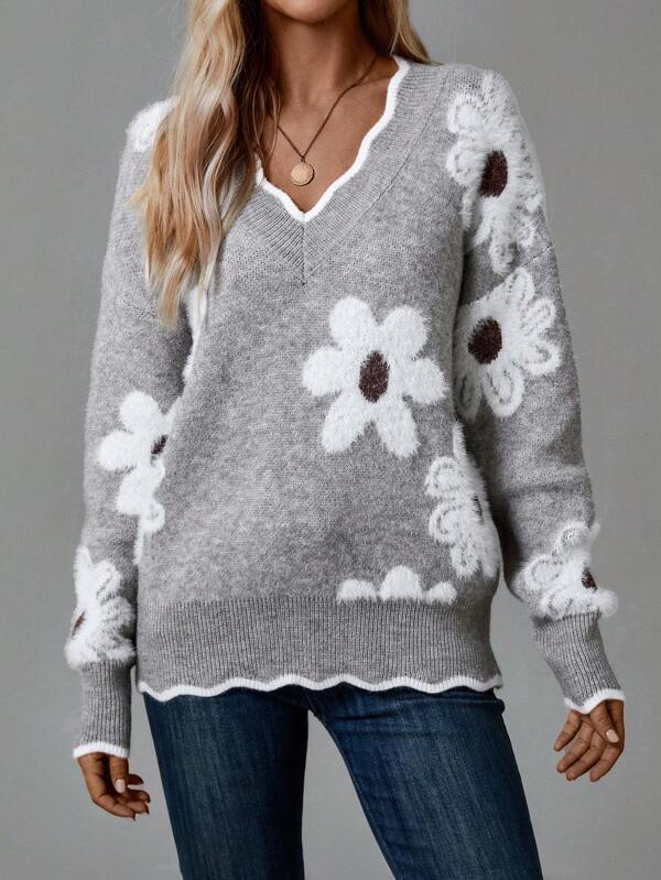 Aliah - Elegant Floral Sweater