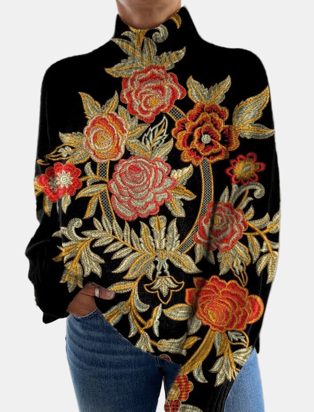 Tessa - Flower-Printed Turtleneck