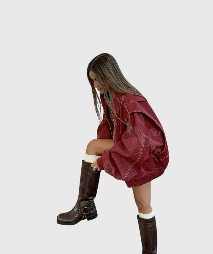Faye | Oversized Leather Jacket