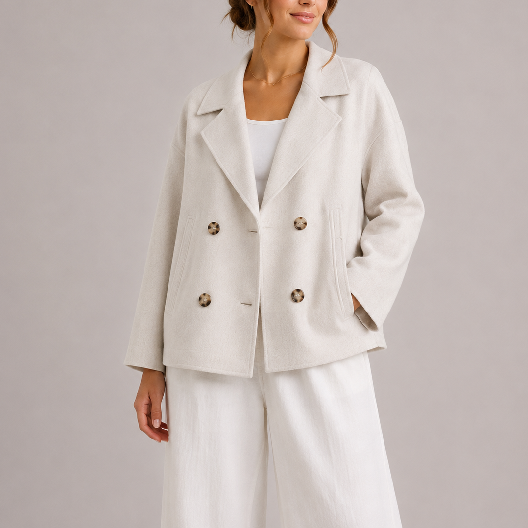 Cropped double-breasted blazer women white