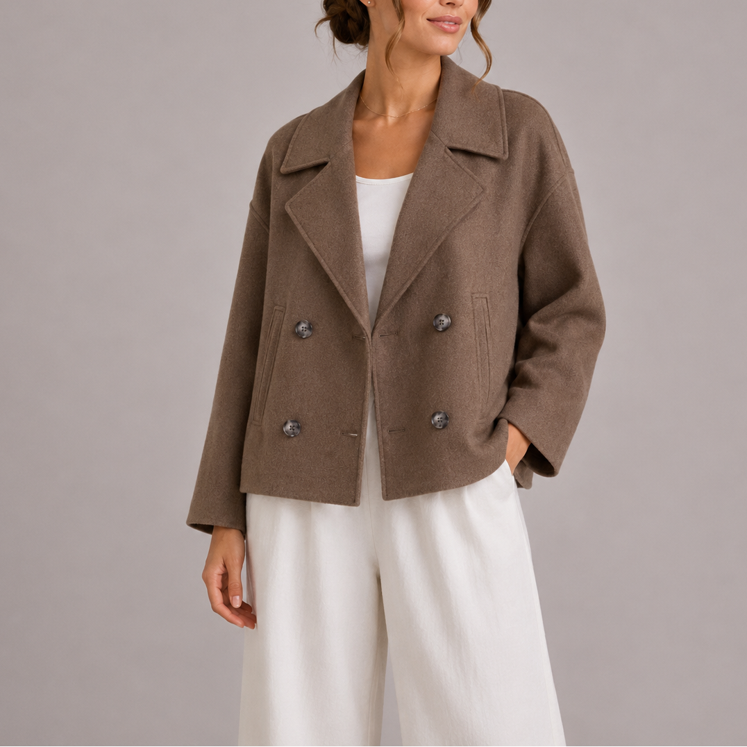Cropped double-breasted blazer women brown