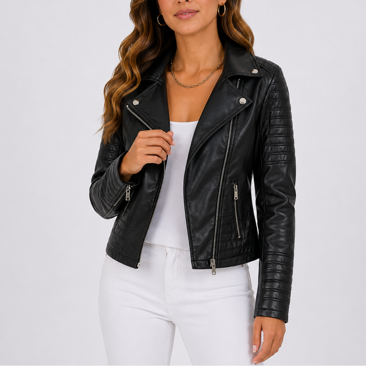 Biker jacket women black front