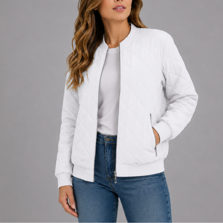 Quilted bomber jacket women white