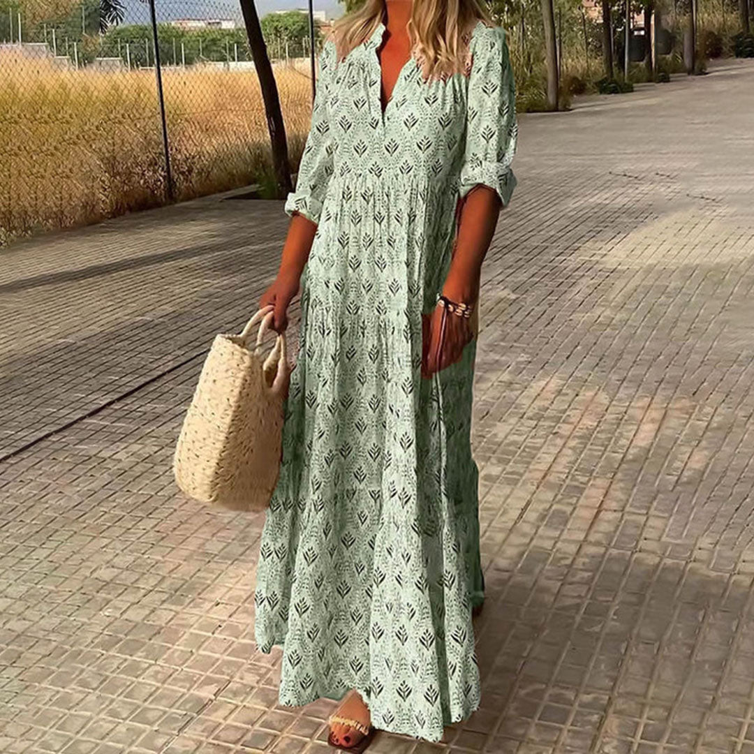 Grace - Long Sleeve Dress with Boho Print