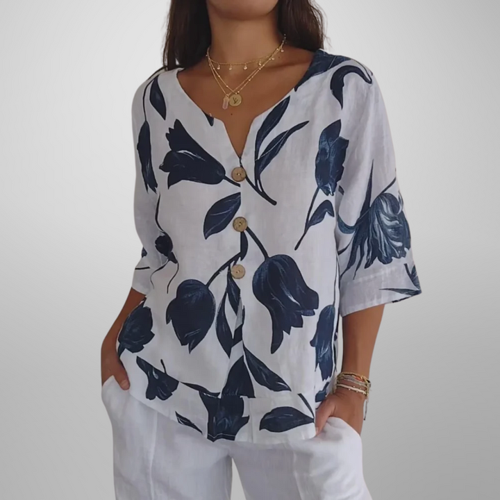 Sanne - Floral Button-Up Blouse