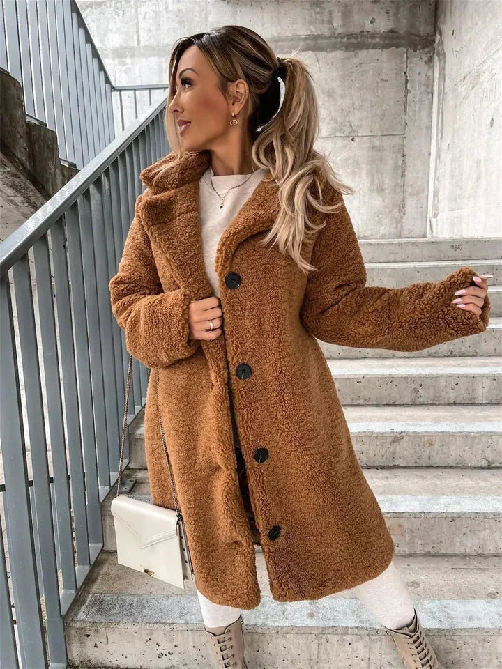 Bella - Teddy Plush Button Up Coat
