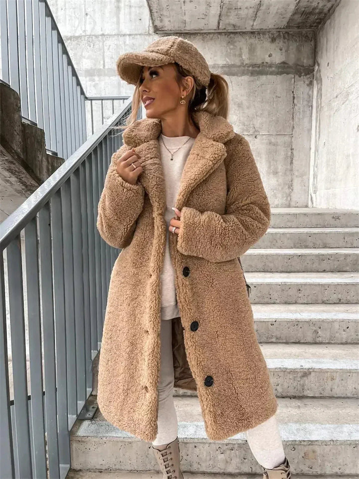 Bella - Teddy Plush Button Up Coat