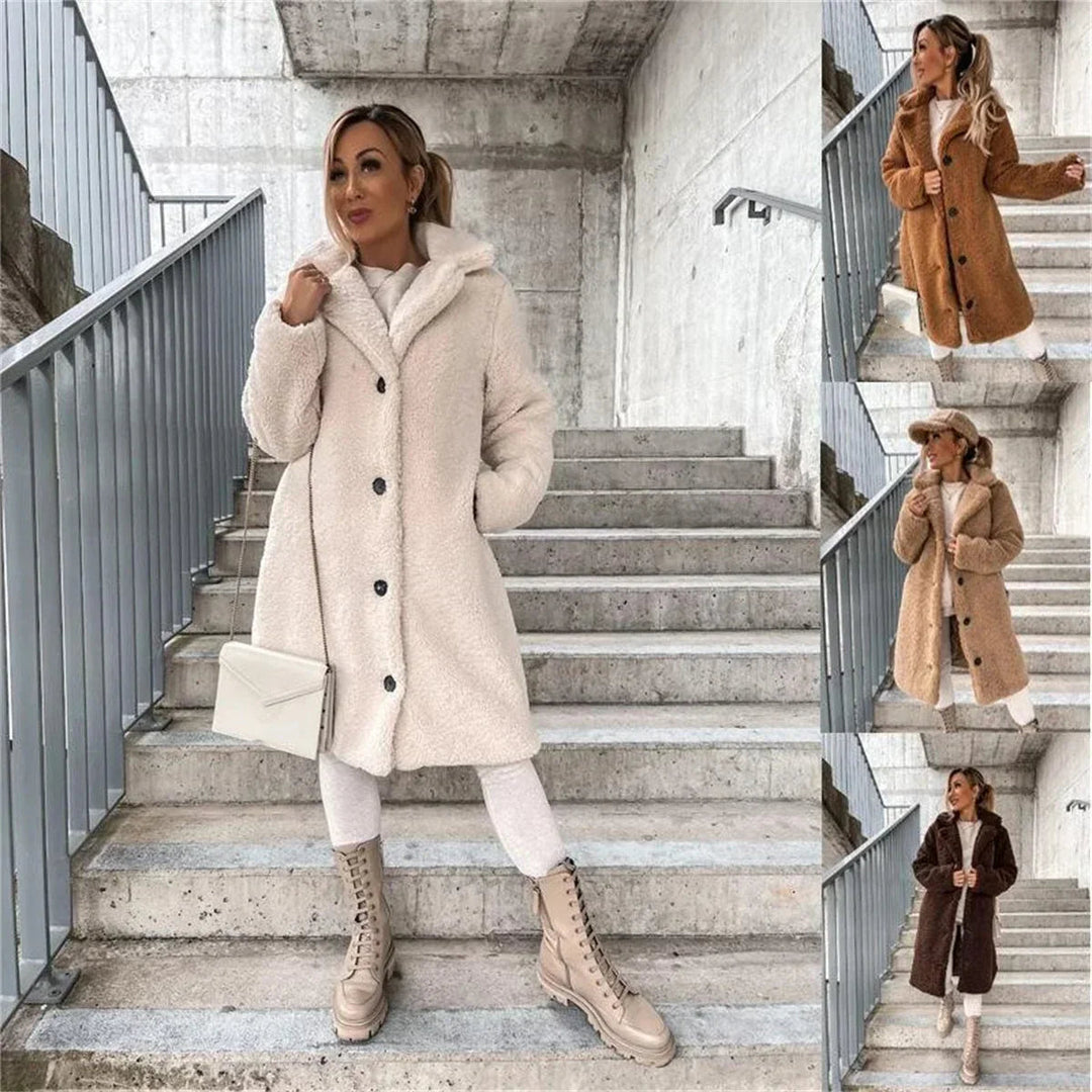 Bella - Teddy Plush Button Up Coat