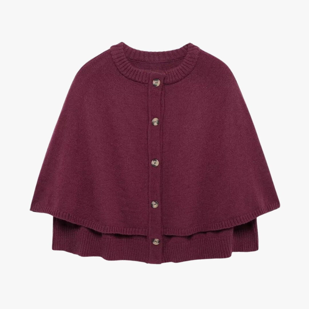 Women's Knit Poncho Cardigan with Button Front