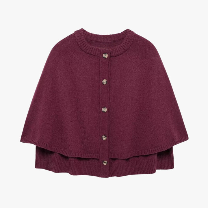Women's Knit Poncho Cardigan with Button Front