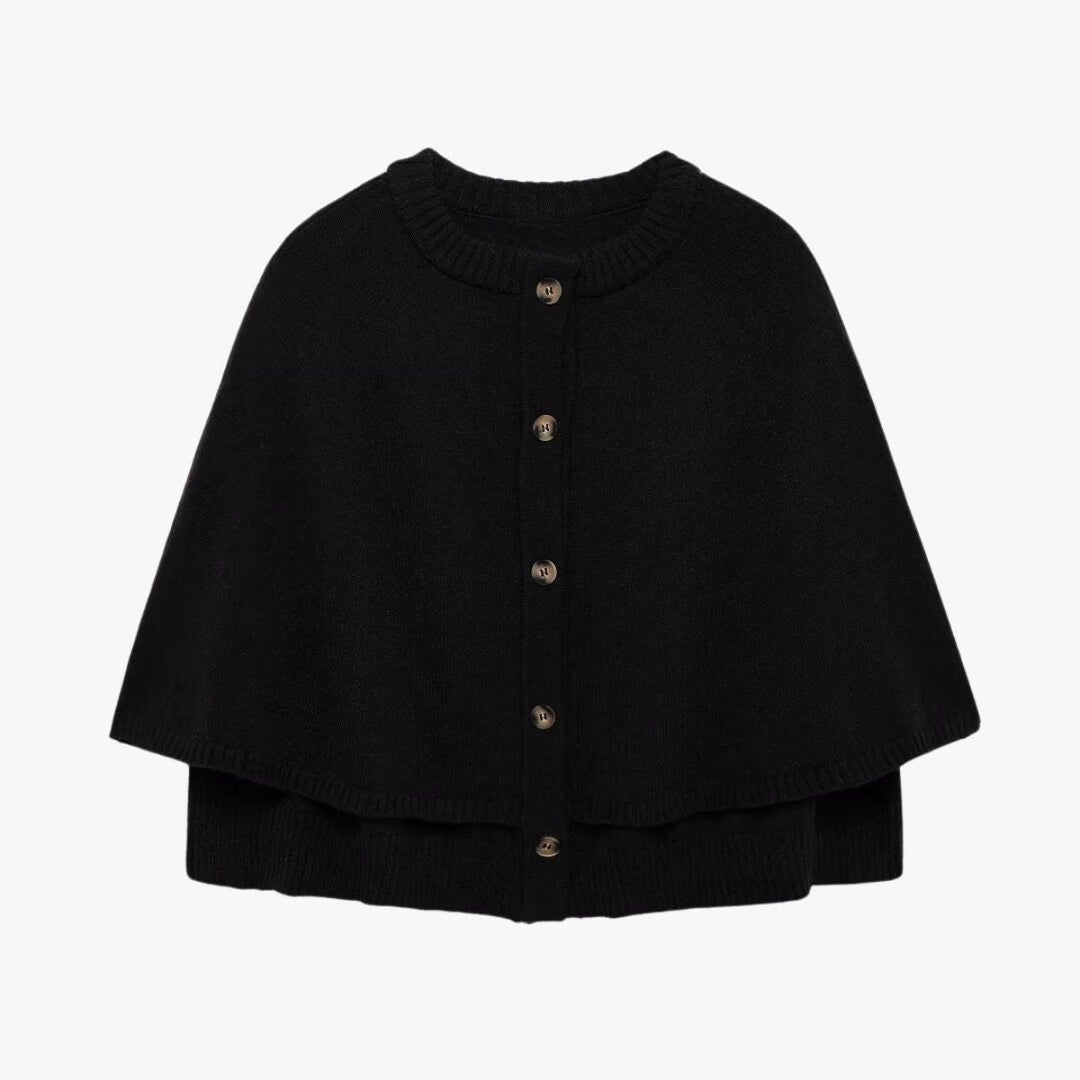 Women's Knit Poncho Cardigan with Button Front