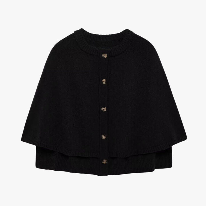 Women's Knit Poncho Cardigan with Button Front