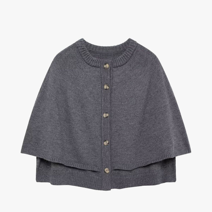 Women's Knit Poncho Cardigan with Button Front