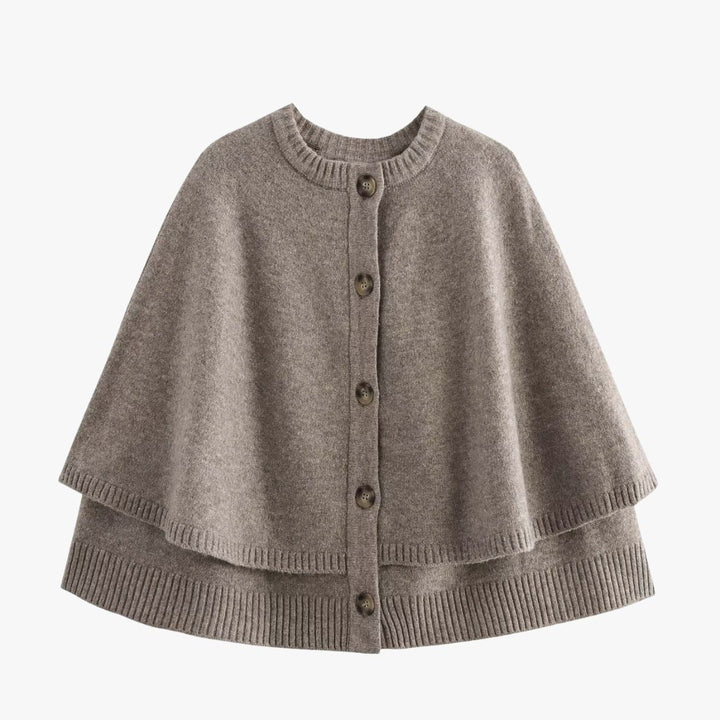 Women's Knit Poncho Cardigan with Button Front