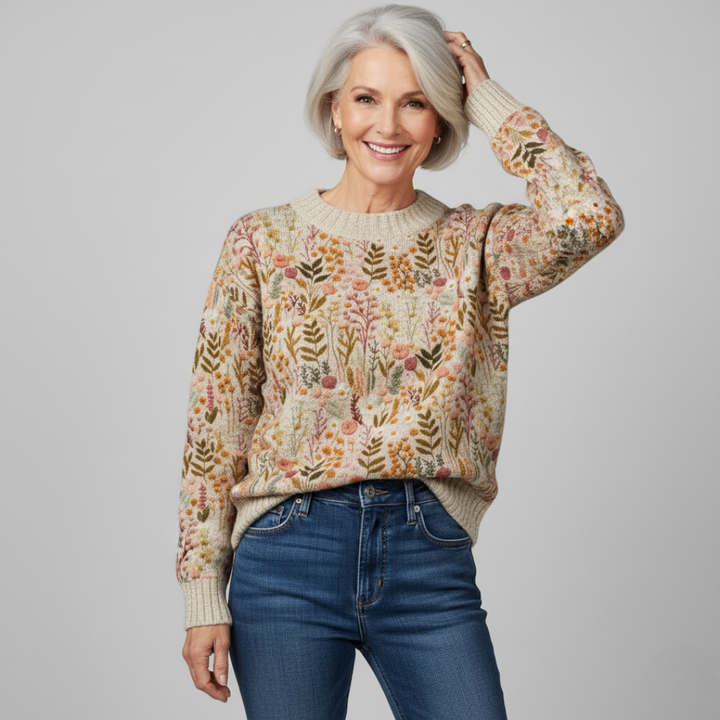 Jane - Elegant Floral Knit Sweater