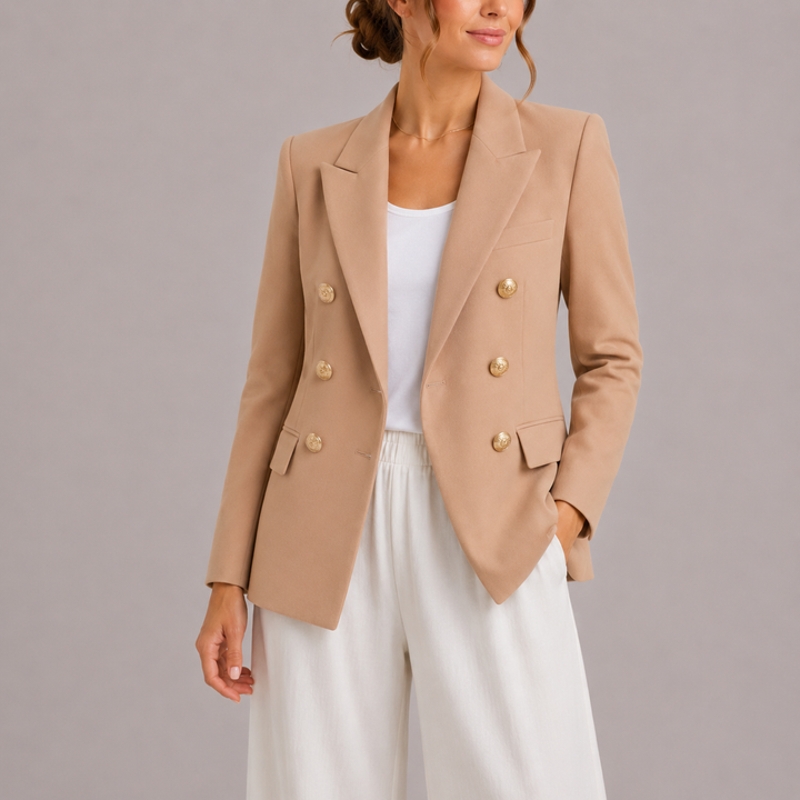 Double-breasted blazer women beige