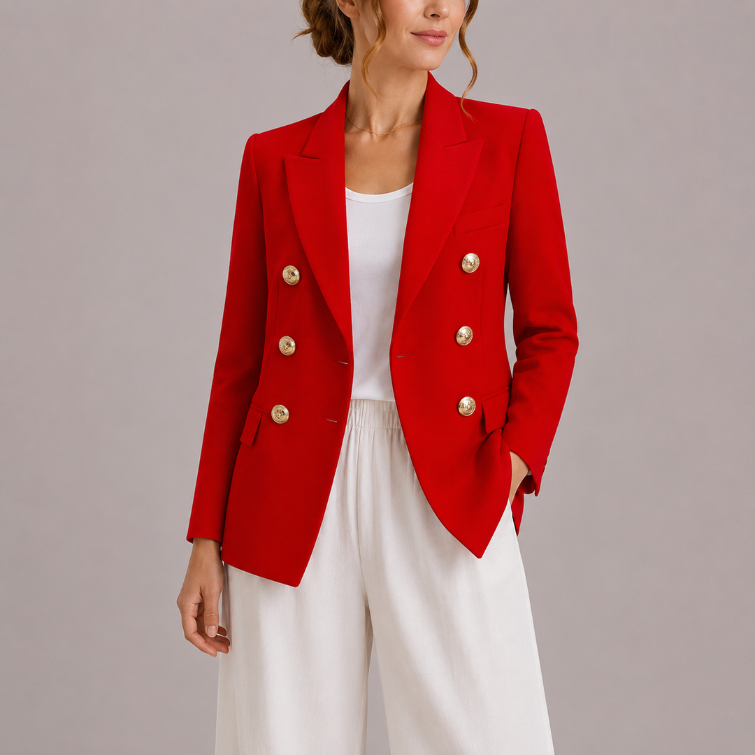 Double-breasted blazer women red