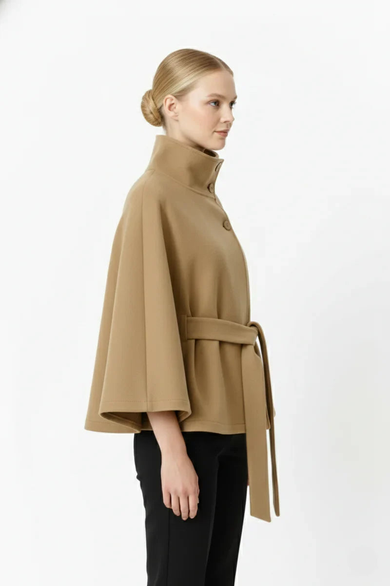 Wool blend coat women detail