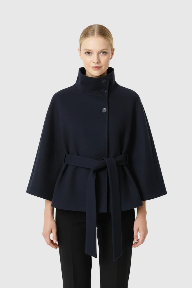 Wool blend coat women blue
