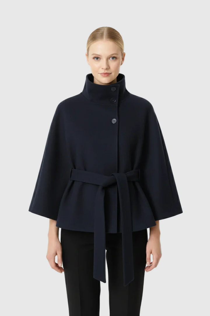 Wool blend coat women blue
