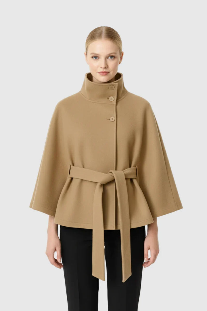 Wool blend coat women brown