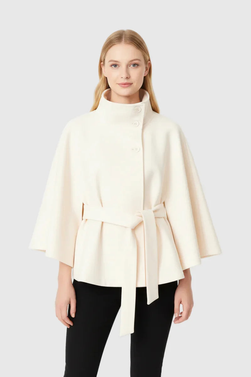 Wool blend coat women beige