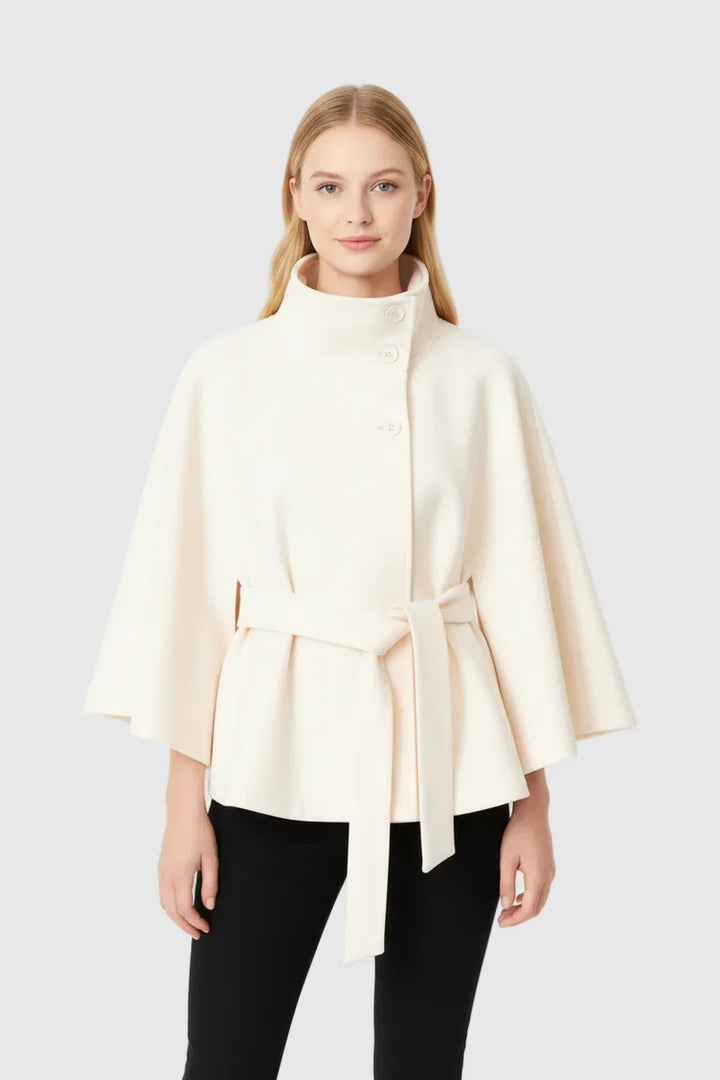 Wool blend coat women beige