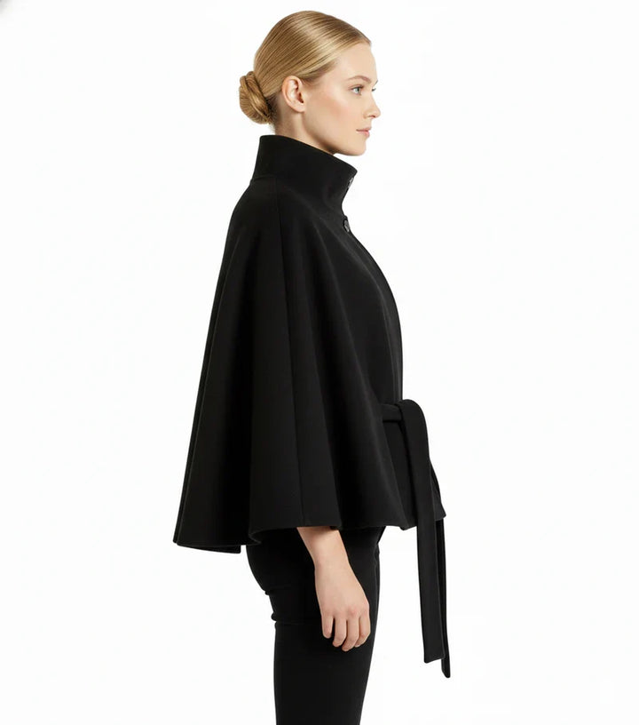 Wool blend coat women high collar detail