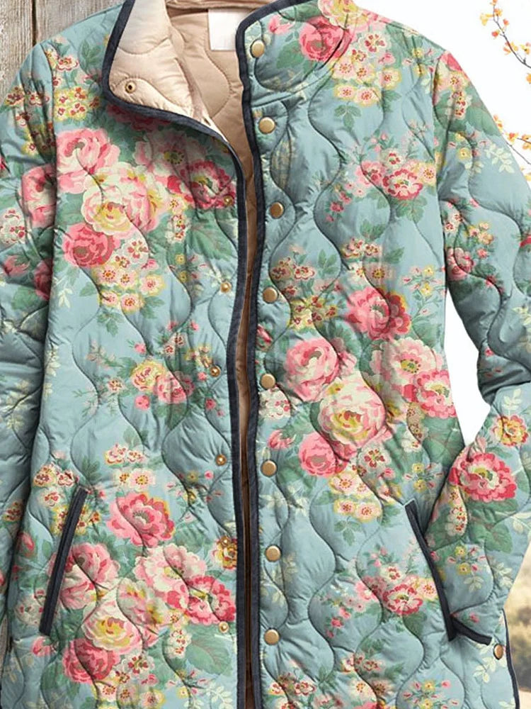 Quilted Floral Print Women's Jacket