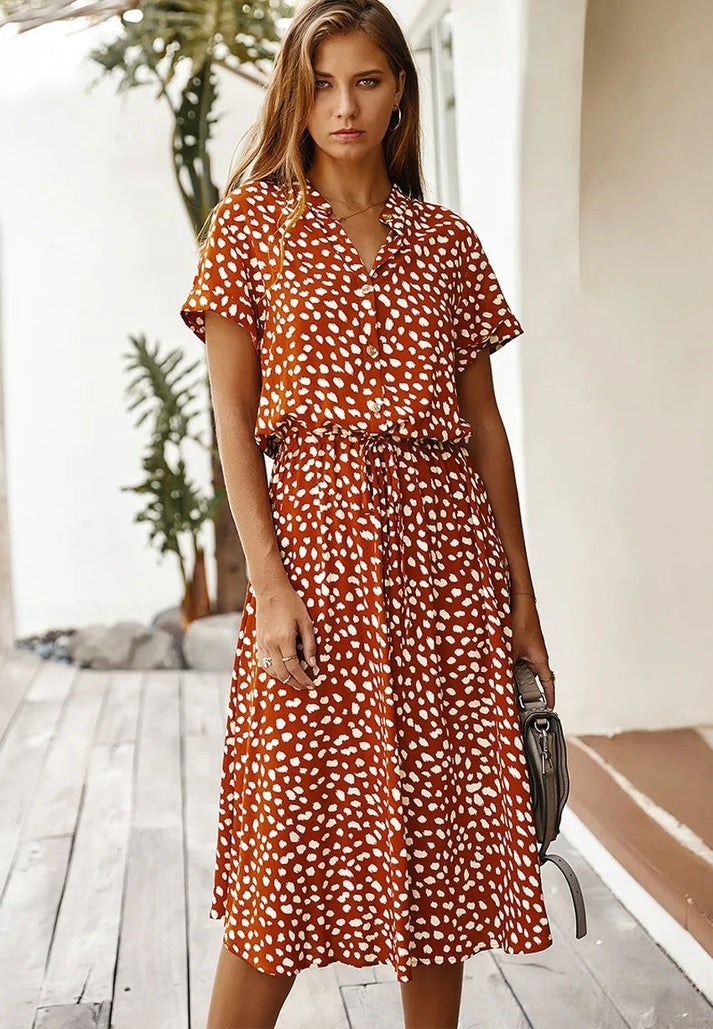 Victoria - Printed V-Neck Dress