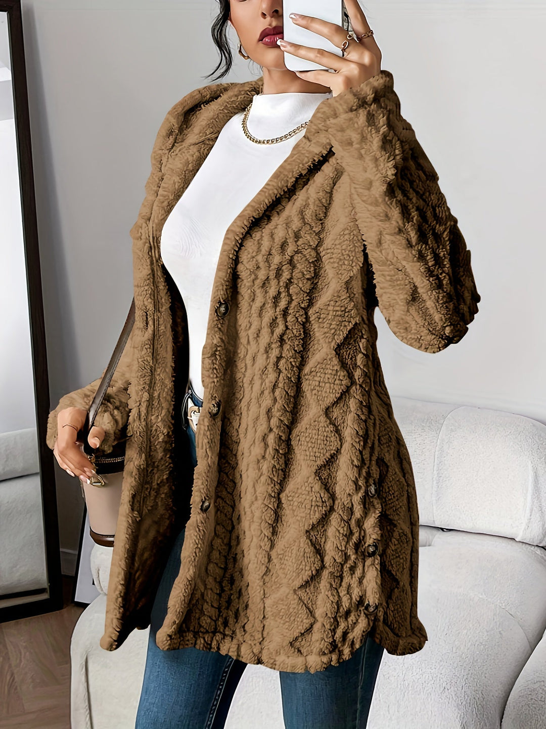 Sanne – Plush Hooded Cardigan