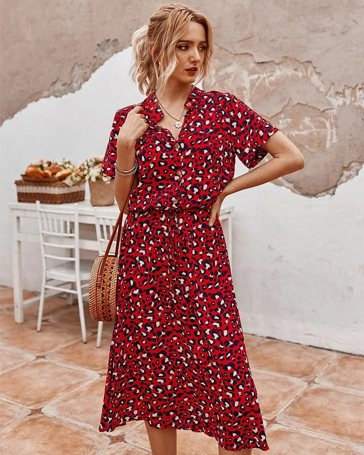 Victoria - Printed V-Neck Dress