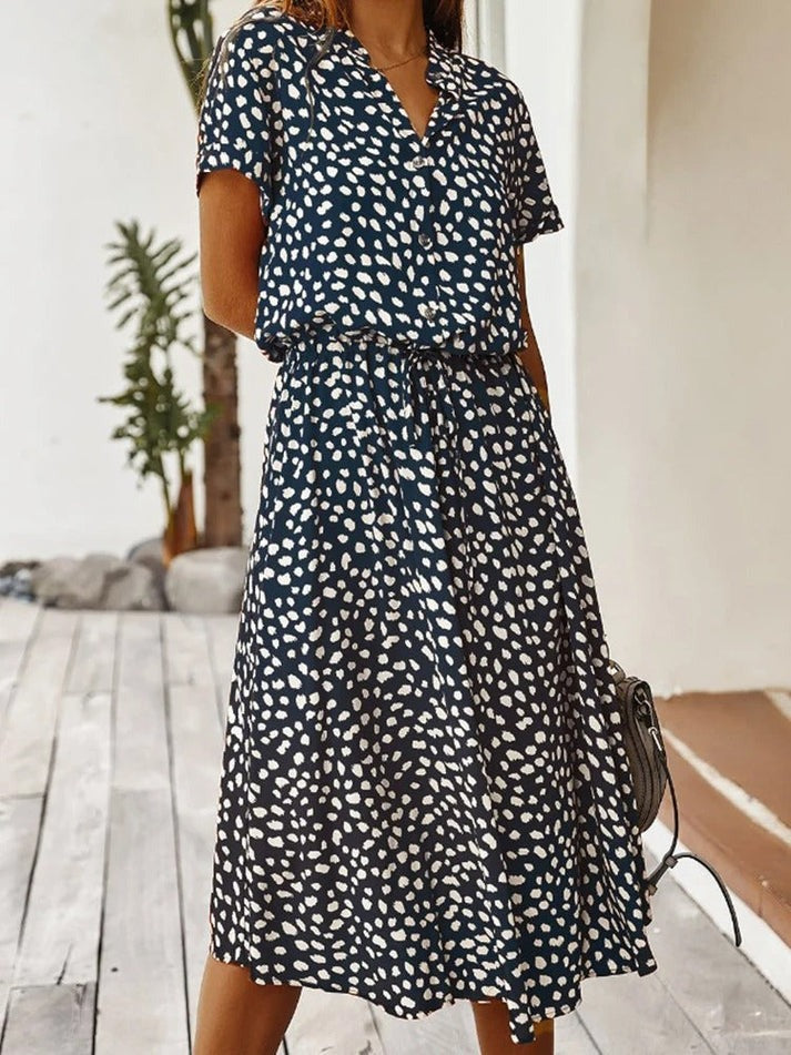 Victoria - Printed V-Neck Dress