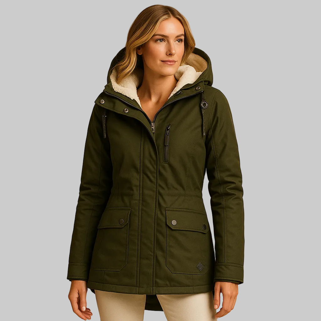 Long insulated winter coat women green