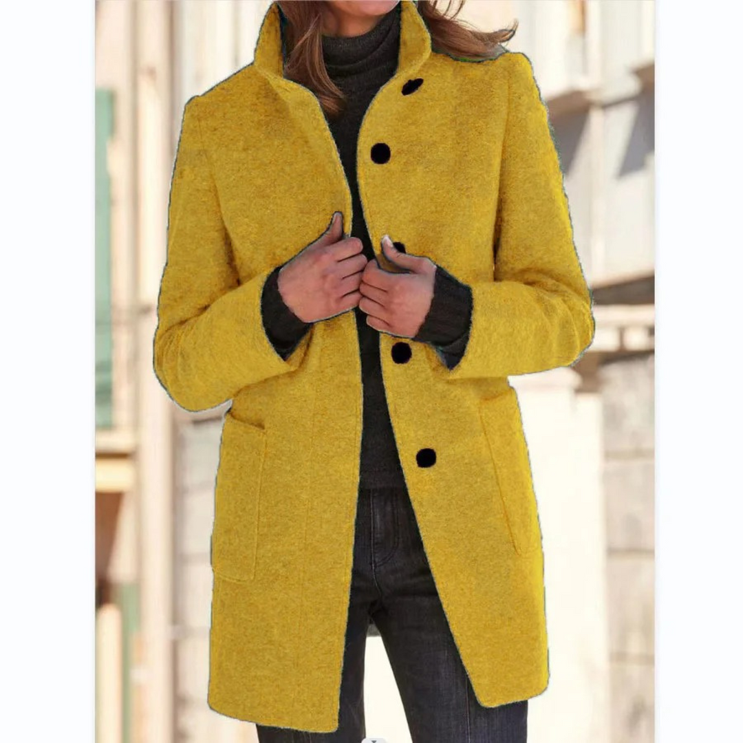 Windproof stand collar coat women stand collar detail