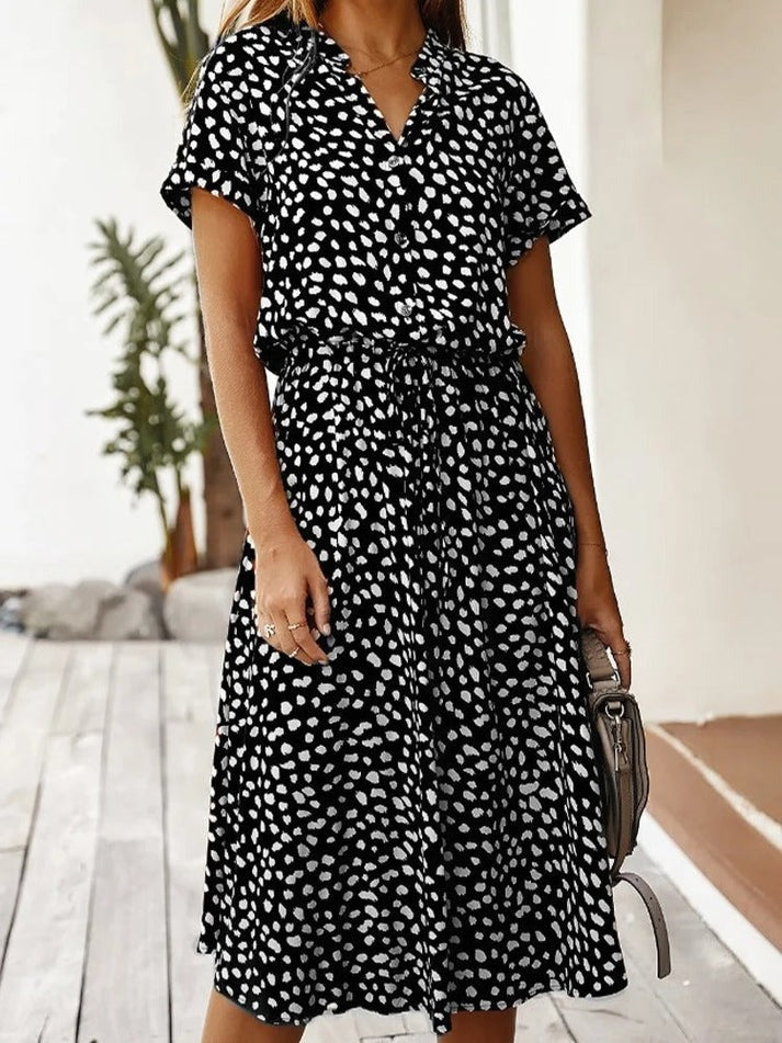 Victoria - Printed V-Neck Dress