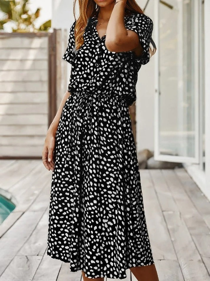 Victoria - Printed V-Neck Dress