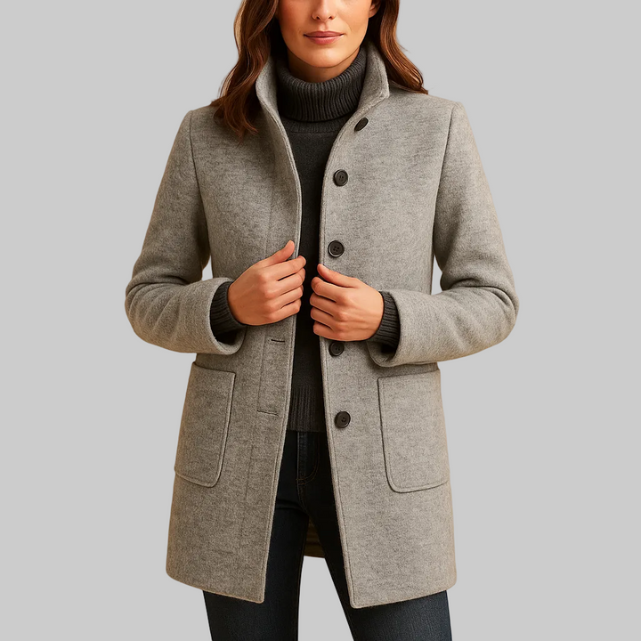 Soft winter coat women light grey
