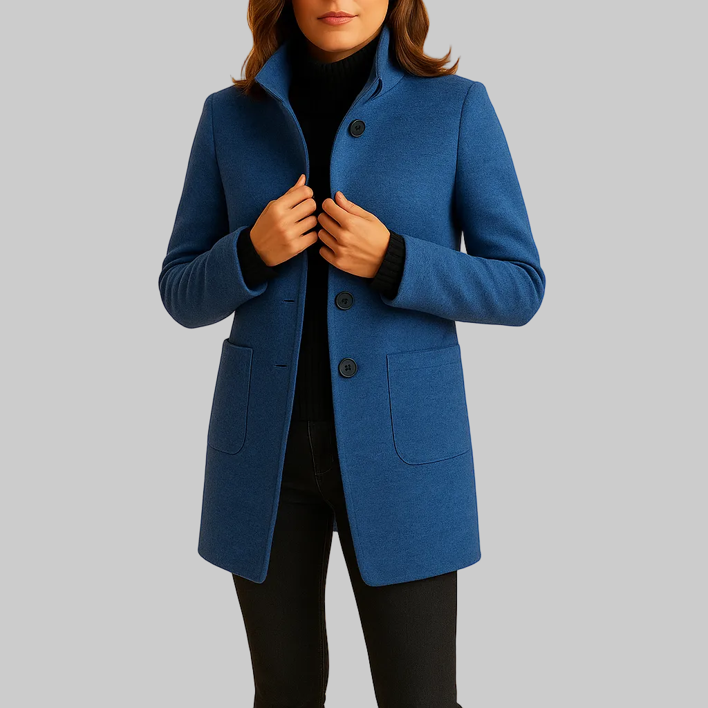 Soft winter coat women blue